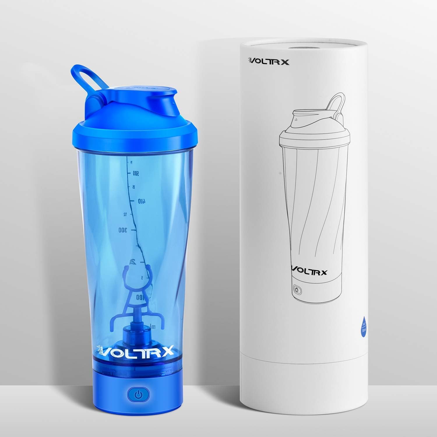 VOLTRX Bouteille shaker Vortex de protéines électrique, Tritan sans BPA portable 710 ml rechargeable USB C