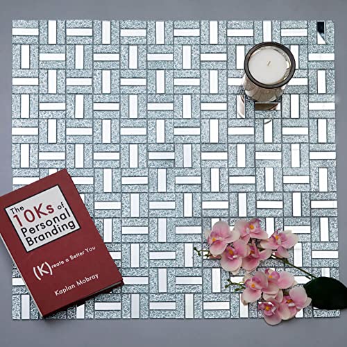 Diflart Mirror Glass Mosaic Tile Crystal Brick Frosted Backsplash For Kitchen Bathroom Pack Of 6 Sheets #TOP3