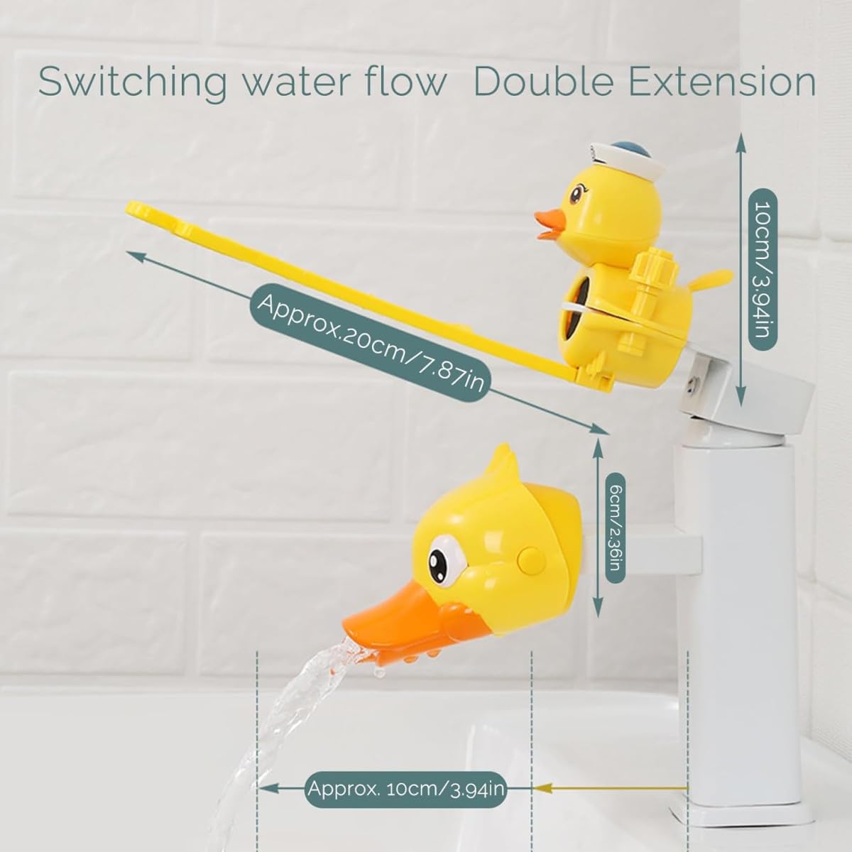 Extension de Robinet pour Enfants,Lot de 2 Prolongateurs de Robinet en Forme de Petit Canard Jaune, Rallonge de Lavabo pour Salle de Bain, Accessoire pour Faciliter Lavage des Mains des Tout-Petits