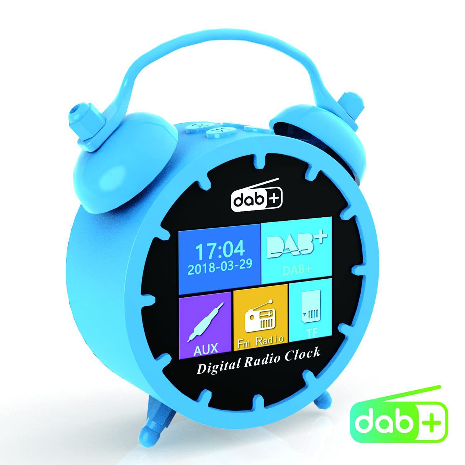 Dab/Dab+ FM Radio avec Bluetooth, LCD Couleur Radio-réveil numérique, avec Fonction de Charge USB, Deux alarmes, Fonction Snooze