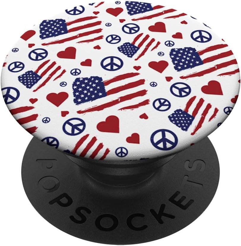 iCreate Peace Love America PopSockets Stand for Smartphones & Tablets PopSockets PopGrip: Swappable Grip for Phones & Tablets PopSockets PopGrip for MagSafe