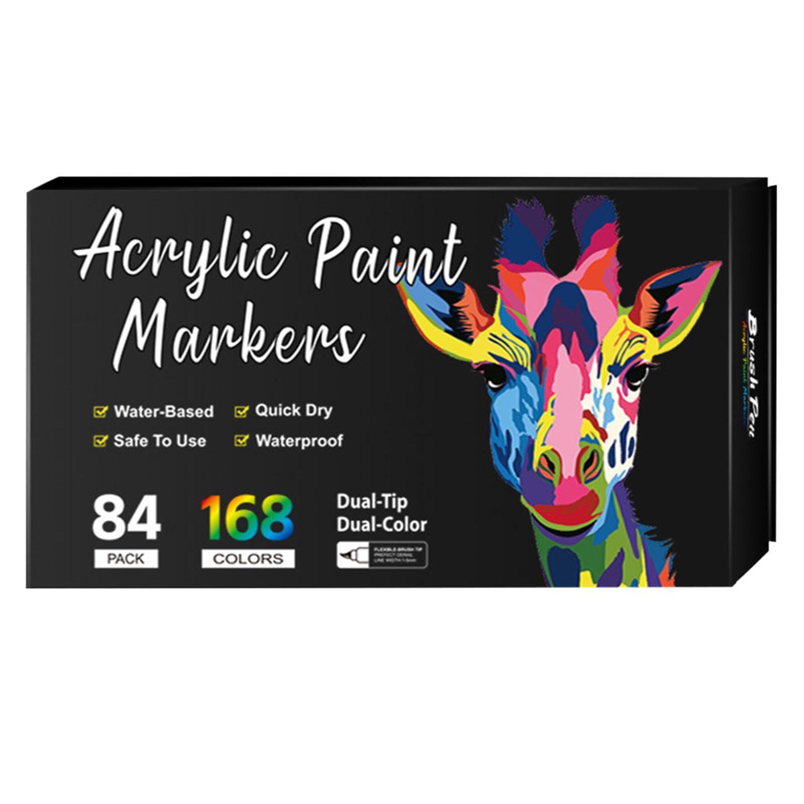 Ensemble de marqueurs de peinture acrylique à double pointe, 96/120/168 couleurs, stylos à base d’eau à séchage rapide pour peinture sur roche, céramique, bois, toile et plastique pour loisirs
