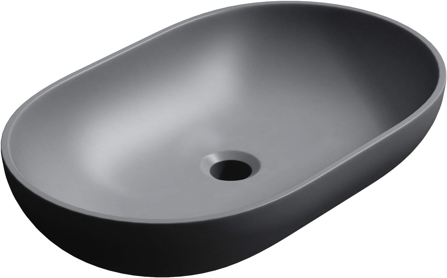 Durovin Bathrooms Luxurious Stone Resin Bathroom Basin - Countertop Mount Oval Shape Bathroom Sink - Grey Matte Finish 540 x 340mm (WXD)