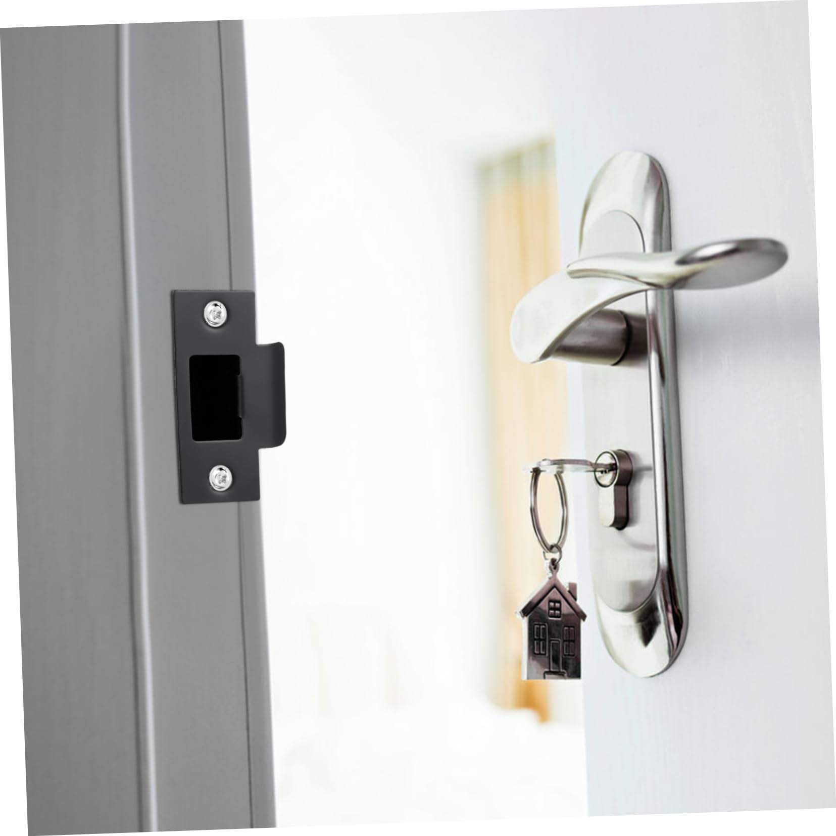 SHINEOFI 5 Ensembles Plaques De Renforcement Inoxydable Pour Serrures De Porte De Compatibles Avec Serrures À Pêne Accessoires De Porte Intérieure 4 Pièces * 5