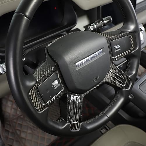 Miniatura 4 de Marco decorativo para volante de coche de fibra de carbono 100% real para Land Rover 90 110 2020-2022