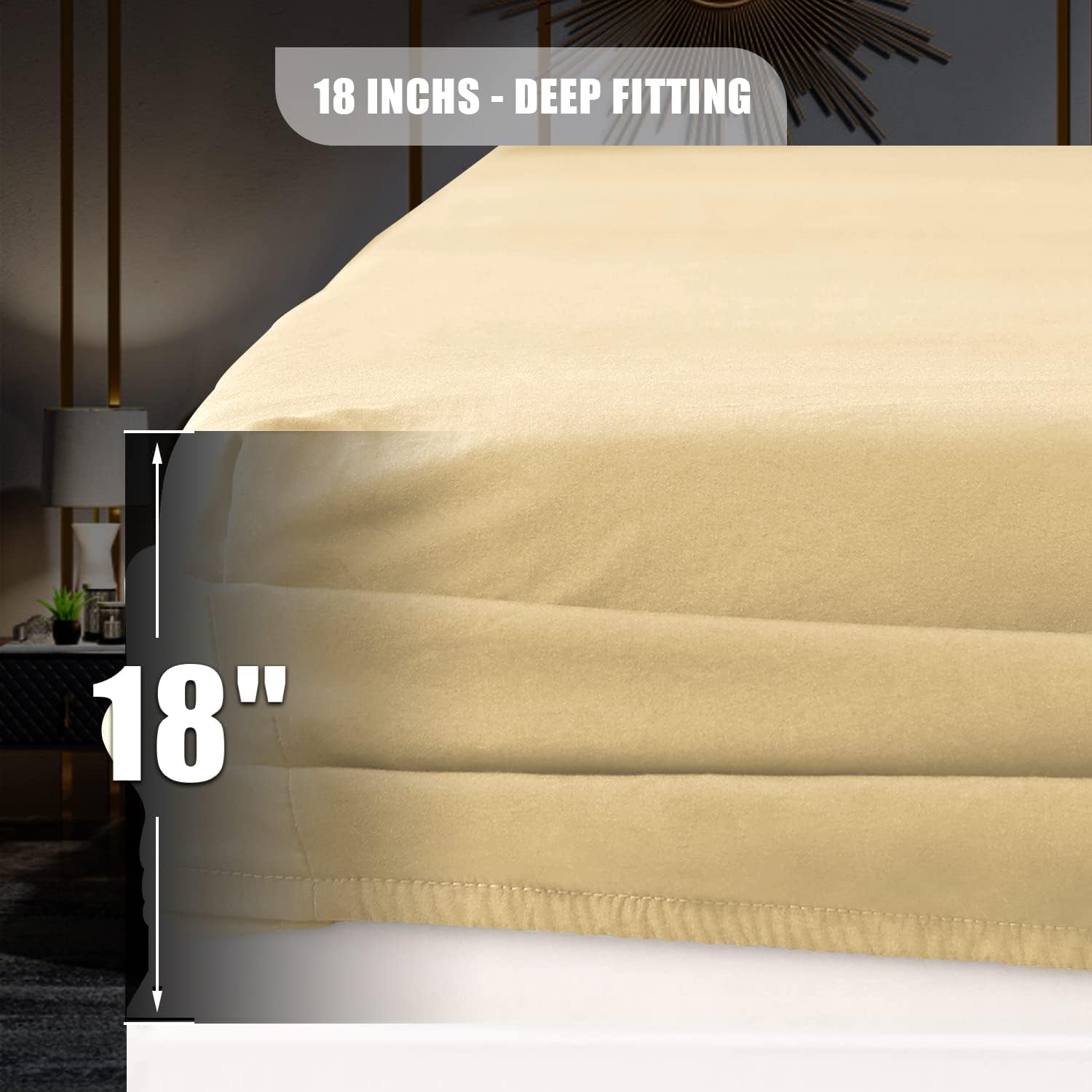 MOONQUEEN 2 Pack Lightweight Bedding Fitted Sheets - Soft Microfiber Bottom Sheet - Deep Pocket - Shrinkage and Fade Resistant - Easy Care (Queen, Mellow Yellow)