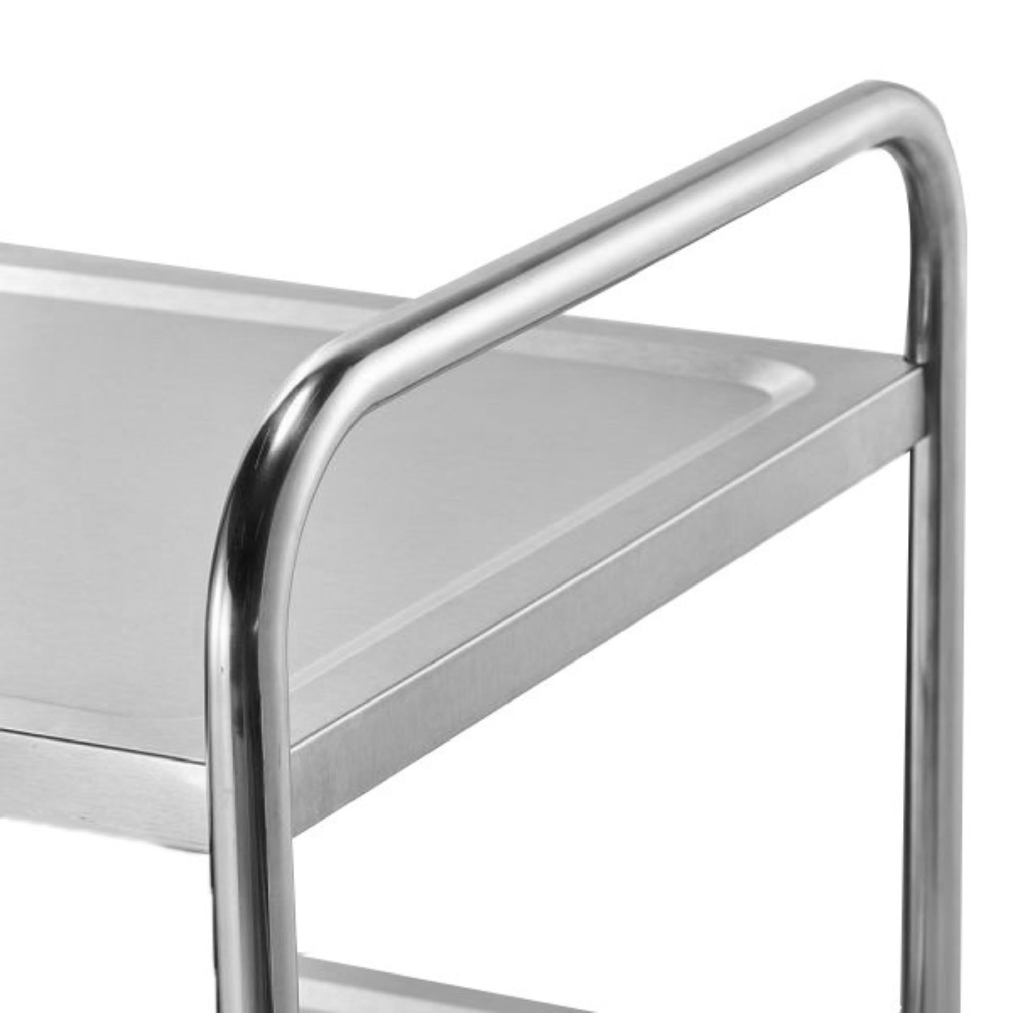 Chariot de Service INOX 3 Niveaux - 105 kg - Roues avec Freins - 88 x 52,5 x 95 cm - Professionnel