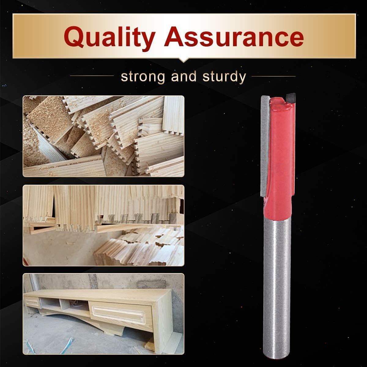 KATUR Double Flute Straight Bits, Double Flute Plunge Router Bit, Carbide Tipped Woodworking Milling Cutter Tool with 1/4 Inch Shank (1/4" Shank;5/16" Width)