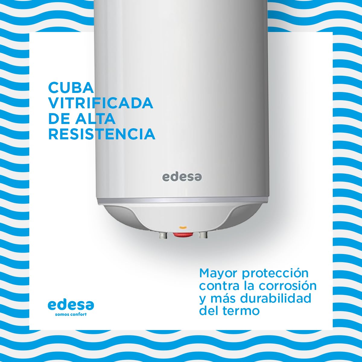 Edesa, One - Calentador de Agua Electrico Vertical, Termo Eléctrico 50 Litros, Regulación Externa y Cuba Vitrificada, 43,3x61,2x45,1 cm - Fabricado para Instalación en España (Clase energética C)