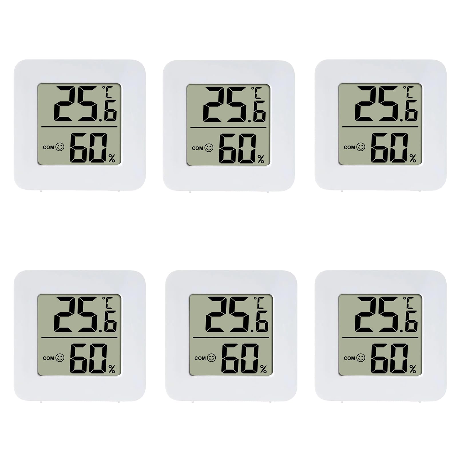 6PCS Room Thermometer, Digital Room Hygrometer Accurate Temperature Humidity Meter Gauge Monitor Indoor Humidity Meter Large LCD Display Celsius for House Greenhouse Baby Office Garden Cellar (White)