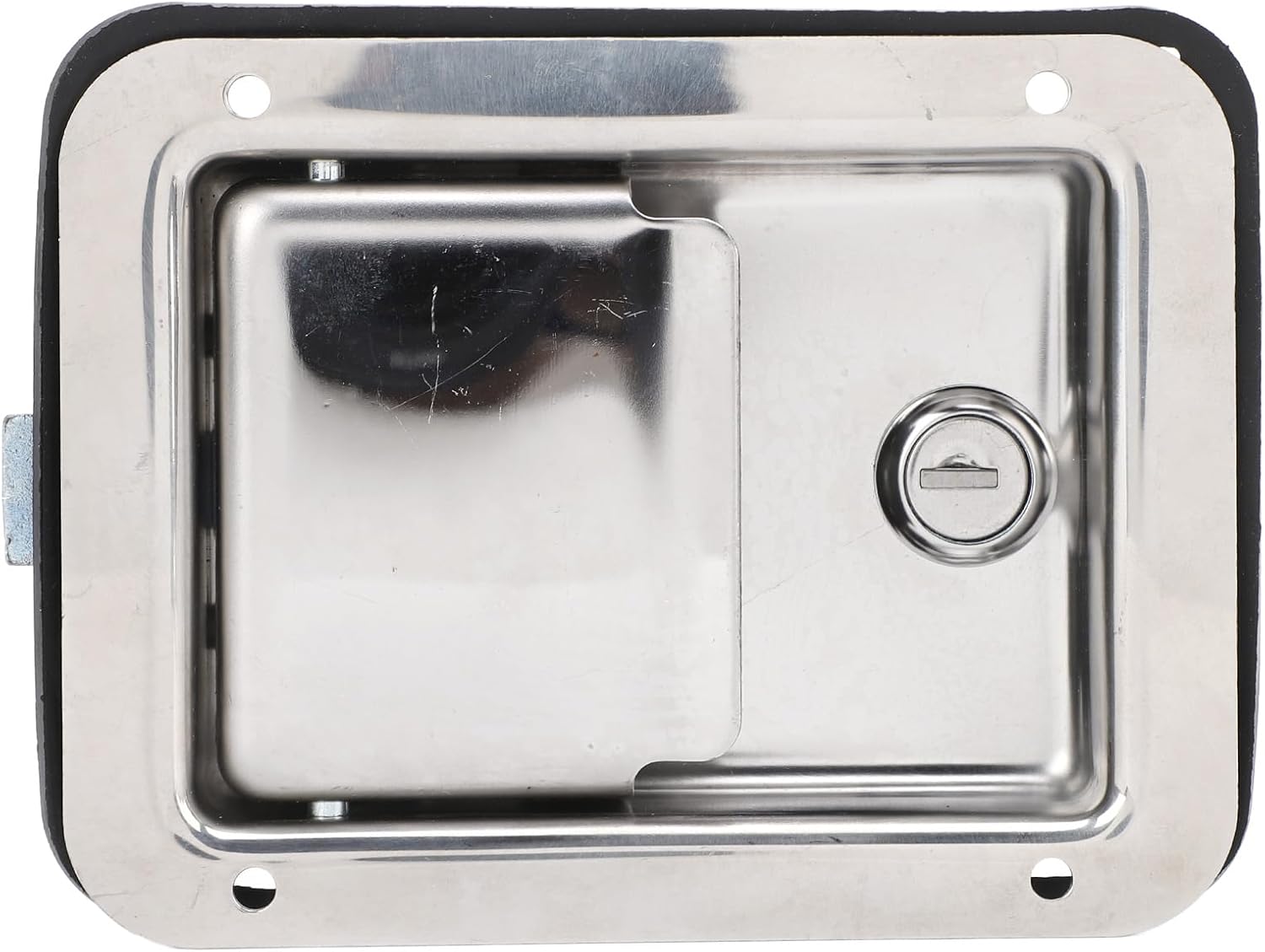 Paddle Handle Lock 140 X 108mm Stainless Steel Flush Mount with Keys, Mirror Polished - Durable Rust, Secure Cabinet Locks for Toolbox and Vehicle Doors