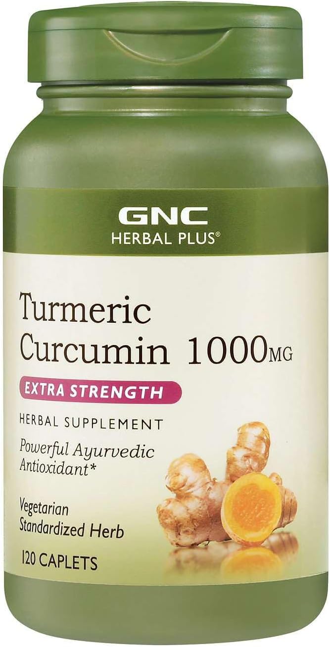 GNC Herbal Plus Turmeric Curcumin 1000mg Extra Strength, 120 Caplets, Provides Antioxidant Support