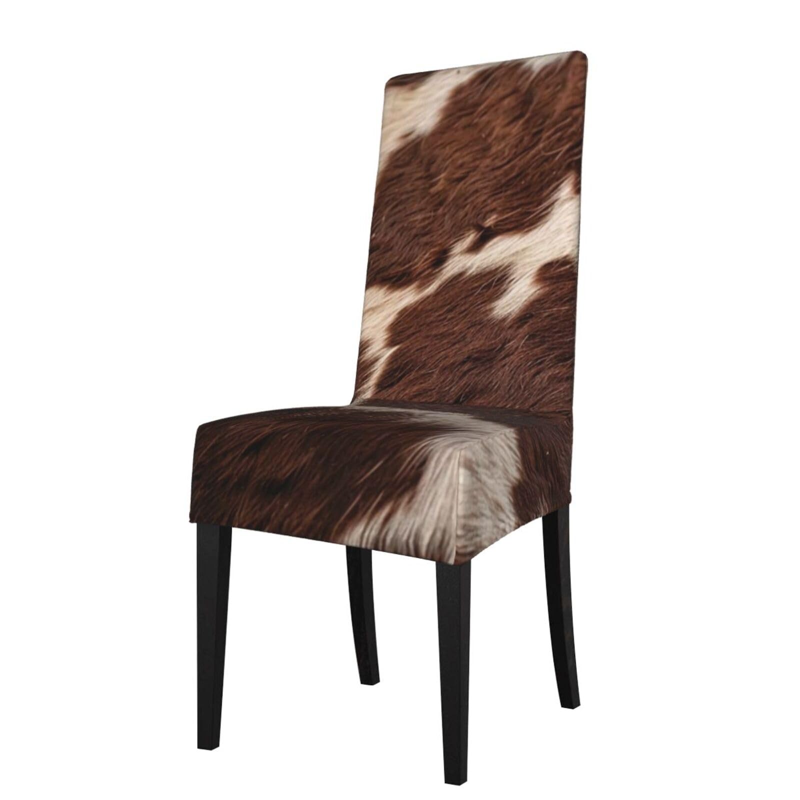 WPKJU Brown Cowhide Print Dining Chair Covers Removable Chair Seat Covers Decorative for Kitchen & Bar Stools