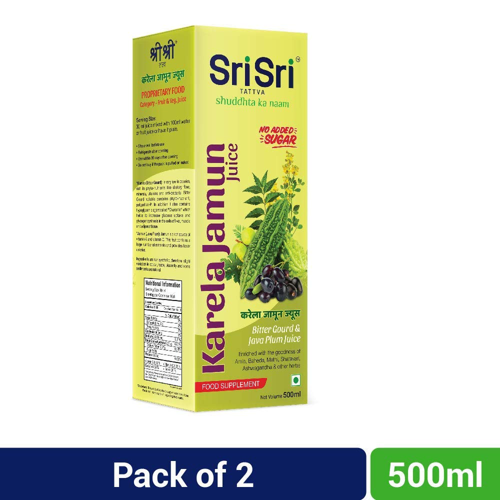 Sri Sri Tattva Karela Jamun Juice, 1Litre (500ml x Pack of 2)
