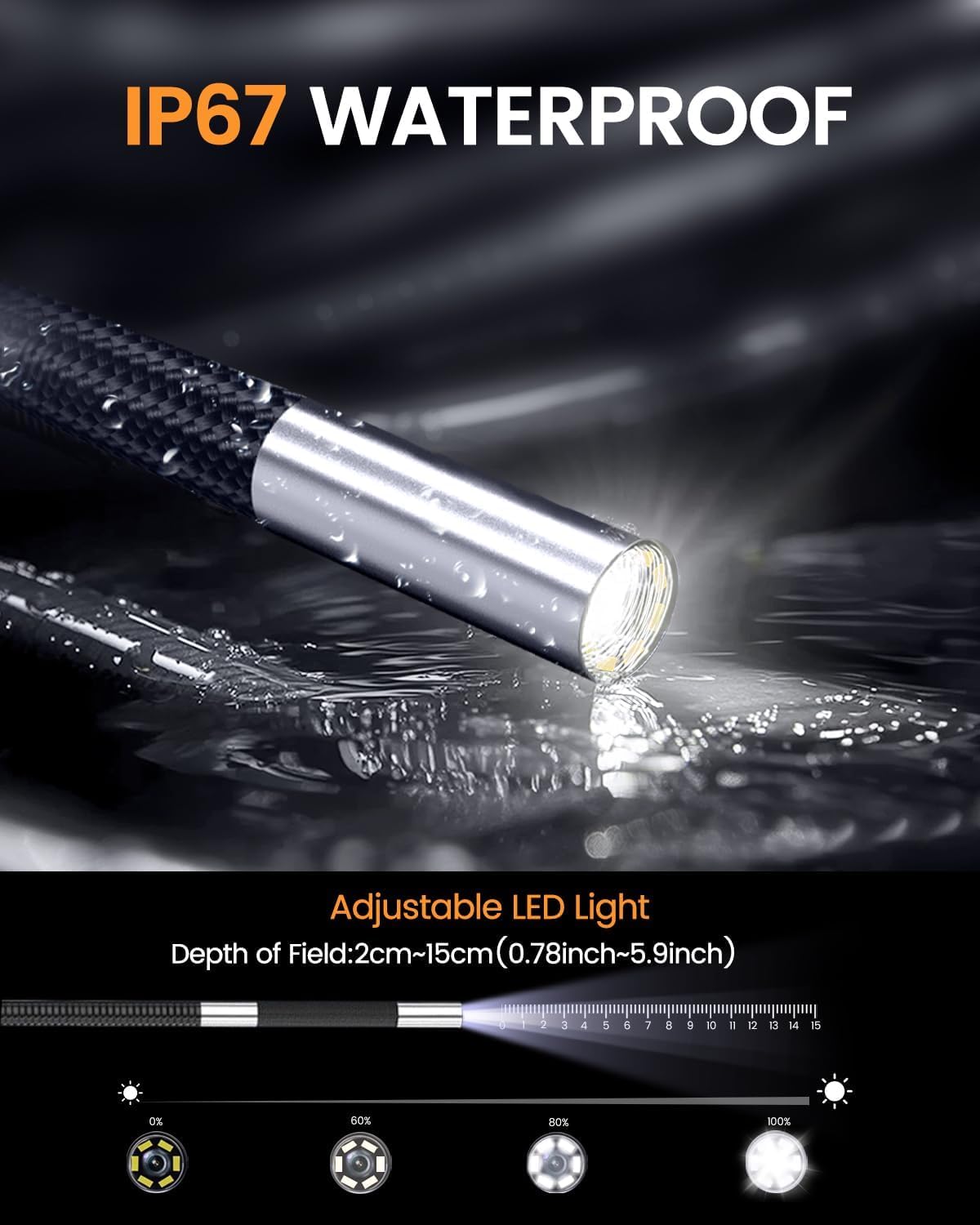 Borescope GL-100L Endoscope 6mm 3M Single Lens 1080P
