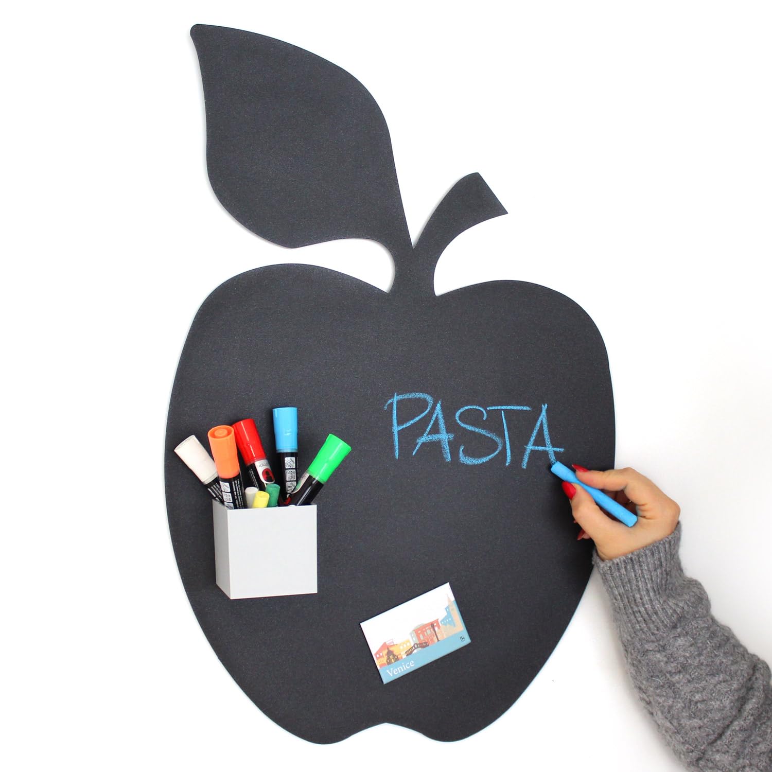 Kalamitica Black Charcoal - Magnetic Chalkboard For Wall - Apple Shape, 56X38 Cm, Charcoal Grey - Writable Magnetic Blackboard For Notes, Messages & Decor - For Home & Office