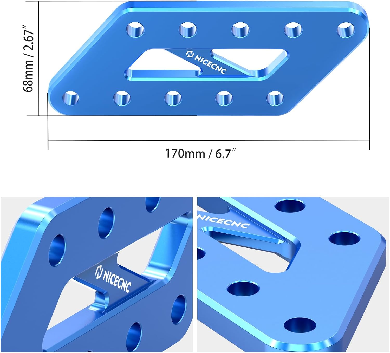 NICECNC Blue Passenger Foot Peg Relocation Brackets Aluminum Compatible with Suzuki DR650 1996-2024