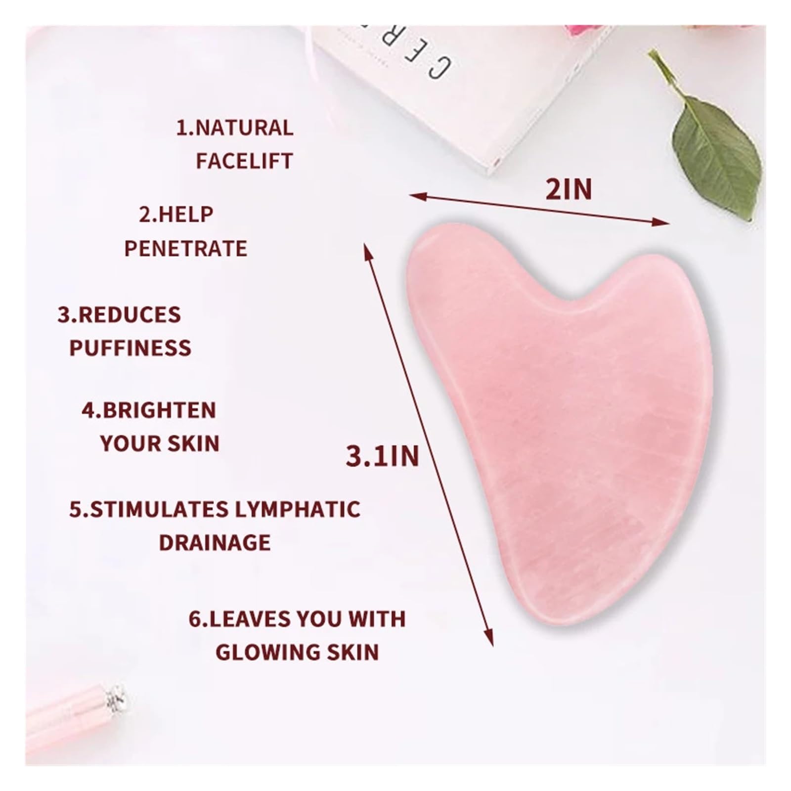 Natürliches Jade-Gua-Sha-Schaber-Massagegerät, Rosenquarz-Guasha-Massagebrett, Facelifting, schlanker Gouache-Schaber, Schabplatte(Natural Black)