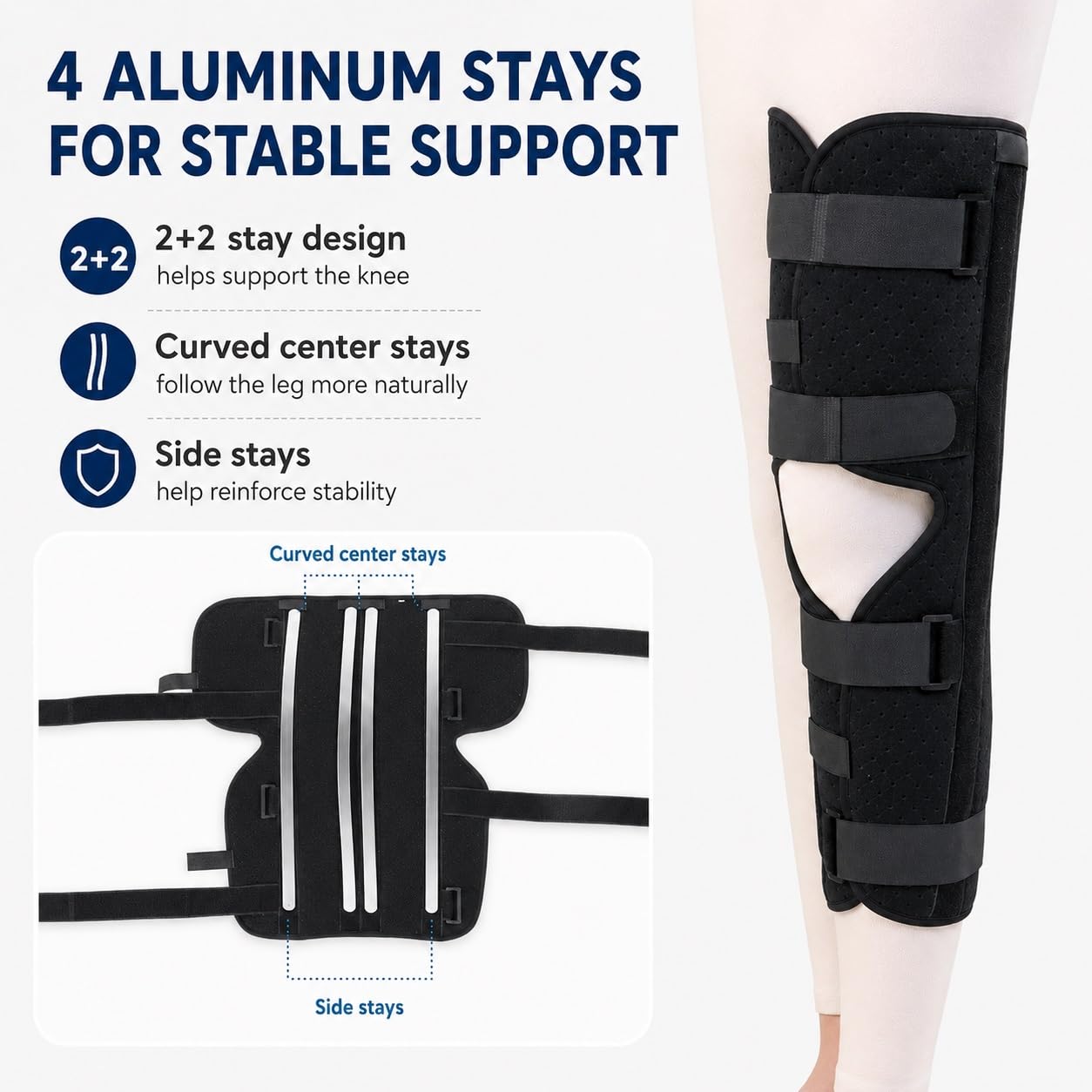 Genérico Rodillera fijación y recuperación Articular, férula Ajustable para fracturas de Pierna para Hombres y Mujeres, inmovilizador ortopédico para osteoartritis, LCA y Soporte de rehabili