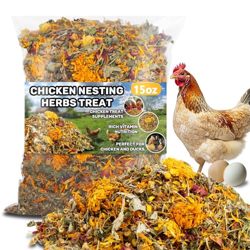 MAQIHAN 15oz Chicken Nesting Herbs - Dried Herbs for Laying Hens to Support Egg Production,Feather Quality,Daily Wellness,Natural Chicken Treats & Poultry Feed Botanical Mix for Coop
