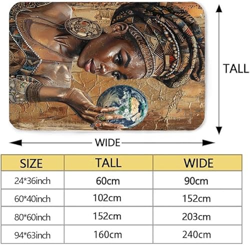 Luckylei Black African Woman Aboriginal Headdress Art Rug thumb #1