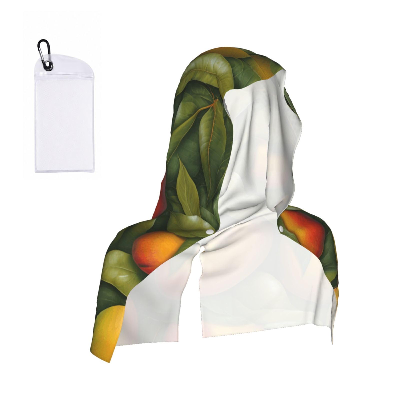 DUWAA Mango Print Reusable Hoodie Cooling Neck Wrap, Hot Weather Outdoor Sports Workout Head Towel For Stay Chill