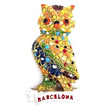 Barcelona Mosaic Owl Figurine, Colorful Resin Souvenir, Spain Travel Keepsake