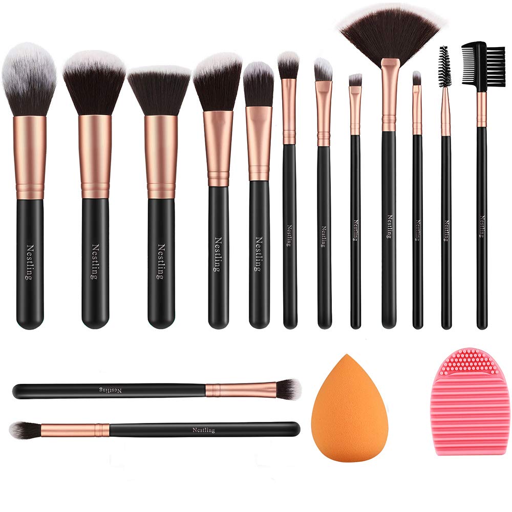 Set Maquillage 14 Pièces Rose Doré - Pinceaux Synthétiques de Haute Qualité pour un Maquillage Parfait