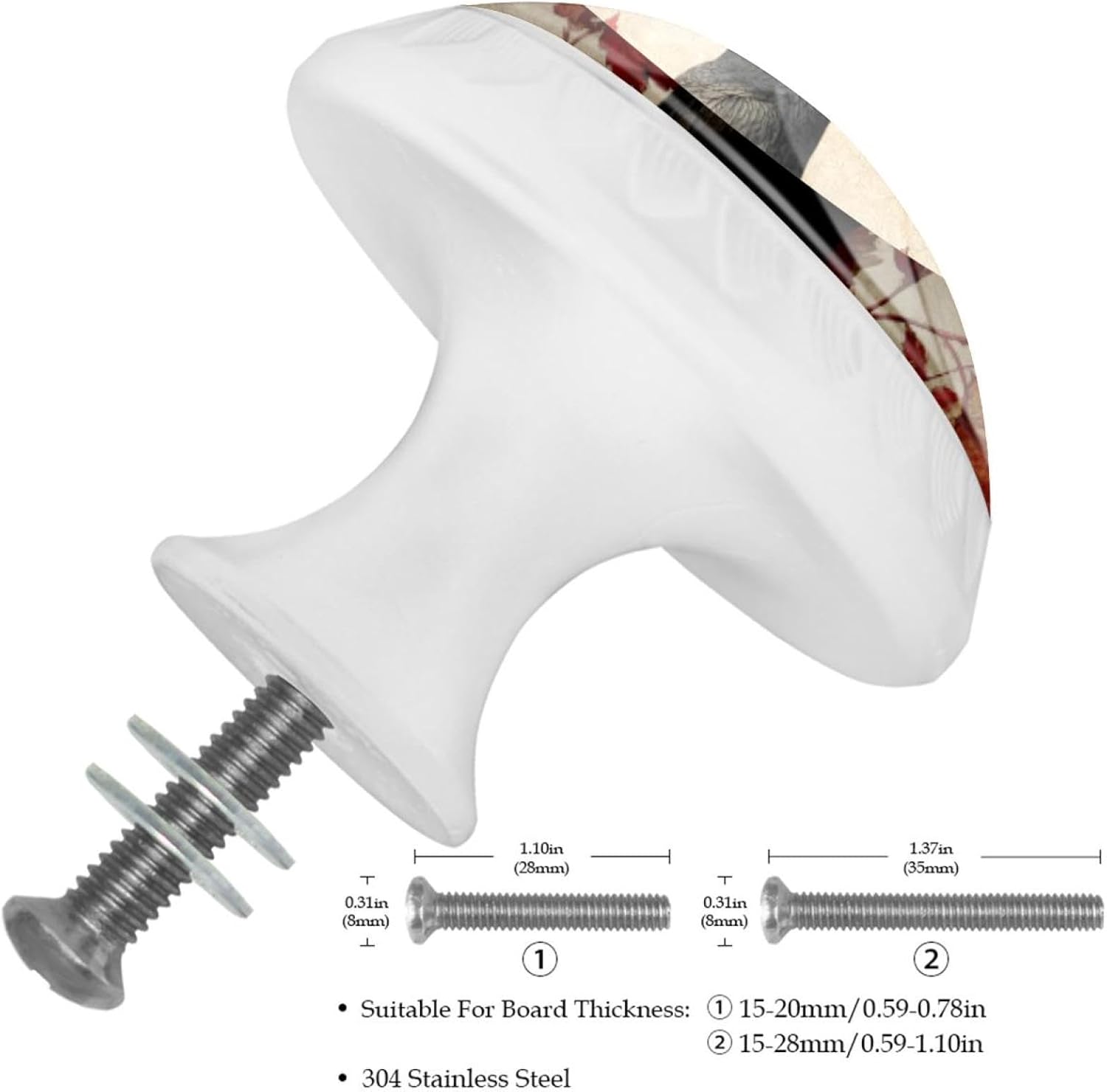 Black Base Crow Autumn Leaves (2) Pattern Cabinet Knobs, Modern Decorative Drawer Knobs for Furniture Hardware, Easy Install for Kitchen Cabinet