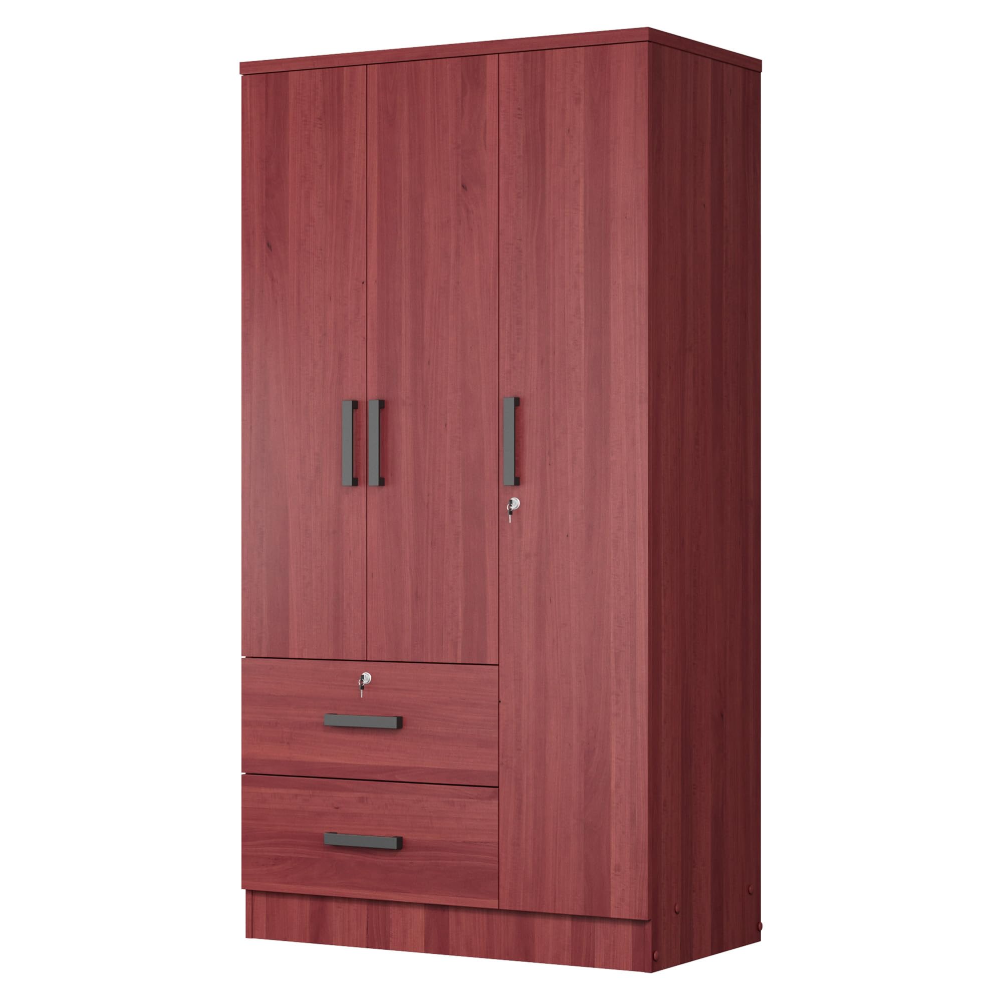 Better Home Products Symphony Wardrobe Armoire Closet with Two Drawers Mahogany