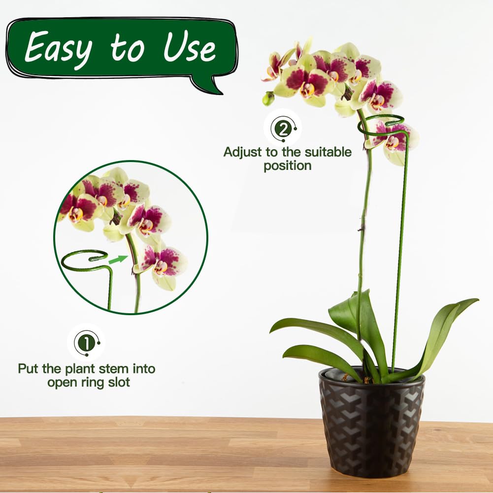 Teenfa 9 PCS 45cm Metal Plant Support Stakes, Single Stem Hoop Flower Supports - Image 2