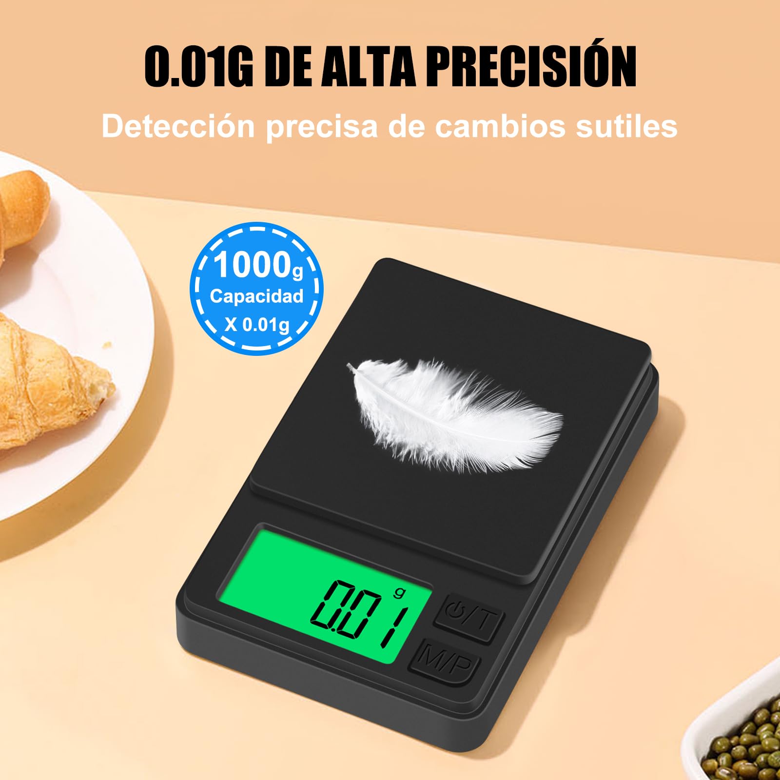 Báscula Precisión 0.01g, [0.01g/1kg] Diyife Mini Balanza Cocina, Balanzas de Portátiles con Función de Tara, Pantalla LCD, 7 Unidades, para Joyas, Medicina, Cocina, Laboratorio, Café,2 Pilas Incluidas