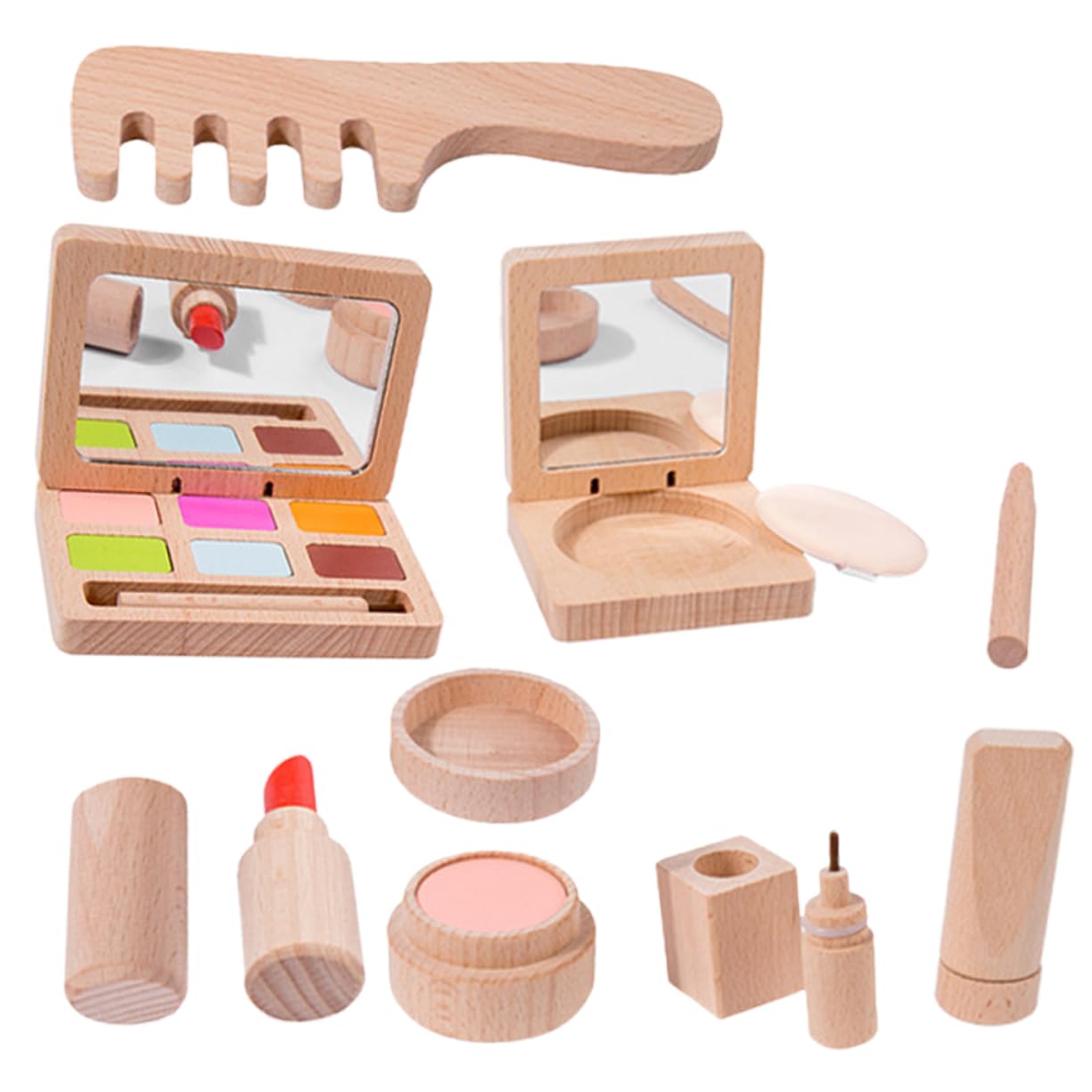 1 Juego Maquillaje De Casa De Muñecas Kit De Maquillaje para Niños Juego De Juguetes De Maquillaje Fingido Juguete De Maquillaje De Niña Regalo De Juguete Madera Gusto Niño Pequeño