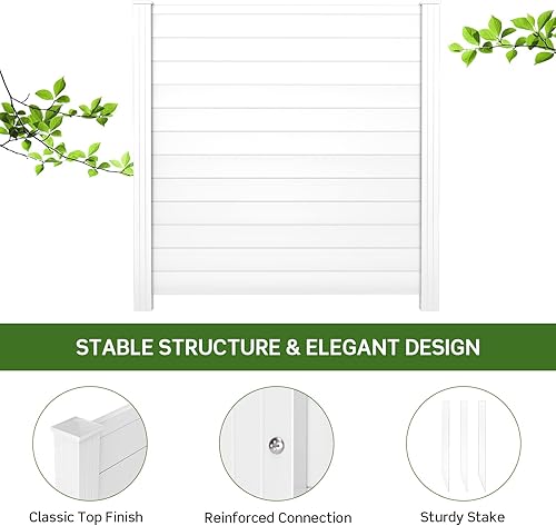 Miniatura 3 de RELAX4LIFE Pantalla para valla de privacidad, paneles decorativos de PVC para valla de jardín con 3 estacas cuspidales, recinto de basura de 48