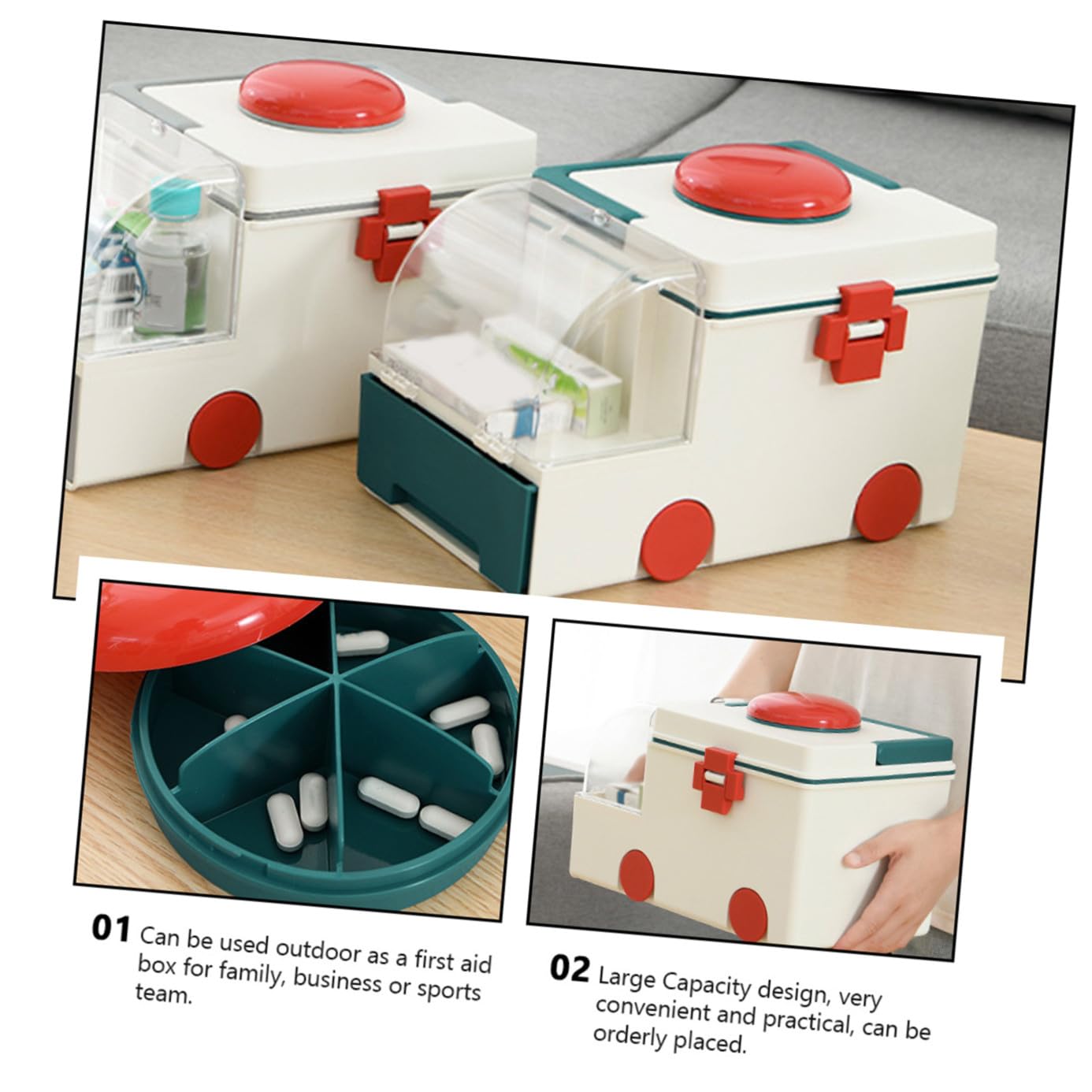 NOLITOY Botiquín Médico De Emergencia Caja De Primeros Auxilios Hogar Contenedor Médico Capacidad De Almacenamiento Para Guardar Medicamentos Domésticos y Suministros De Emergencia