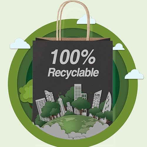 Miniatura 3 de SHOPDAY Bolsas de papel negro con asas de 16 x 6 x 12 pulgadas, paquete de 25 bolsas de papel kraft grandes a granel, bolsas de compras, bolsas de