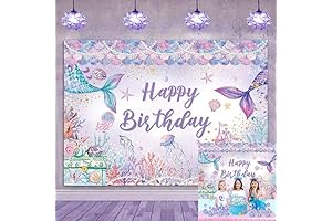 Mermaid Backdrop, Dreamy Fish Tail Castle Shimmering Mermaid Decoration Background for Party, Photography