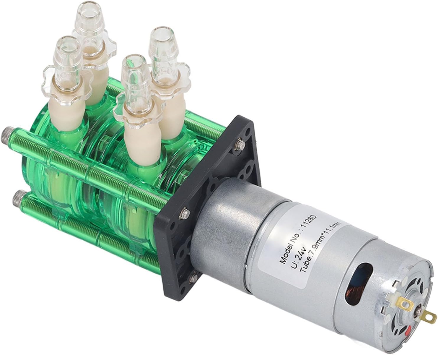 Fafeicy Double Head Peristaltic Pump, Double Head Peristaltic Pump Green Shell Yellow Tubing Large for Metering Pumps (DC24V)