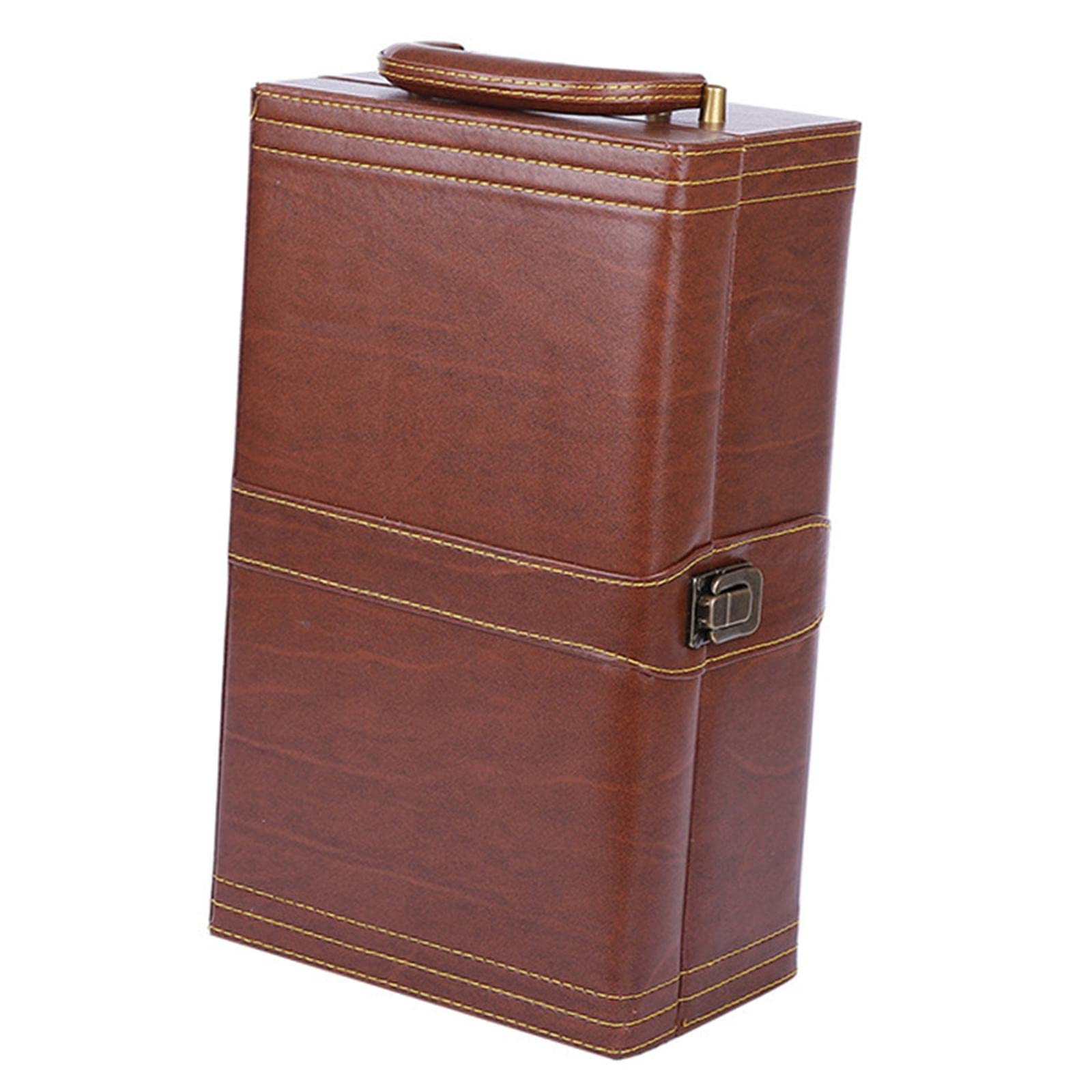 perfk Coffret Cadeau vin en Cuir PU avec Service à vin avec Couvercle et poignée Organisateur de Rangement Étui de Transport de vin pour événements, Double Fente