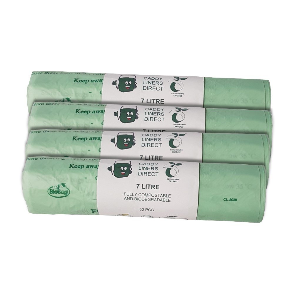 Caddy Liners Direct Neutral 7 Litre X 208 Biobag Compostable Biodegradable Kitchen Food Waste Caddy Bin Liner Bags - En13432 (7L-200)