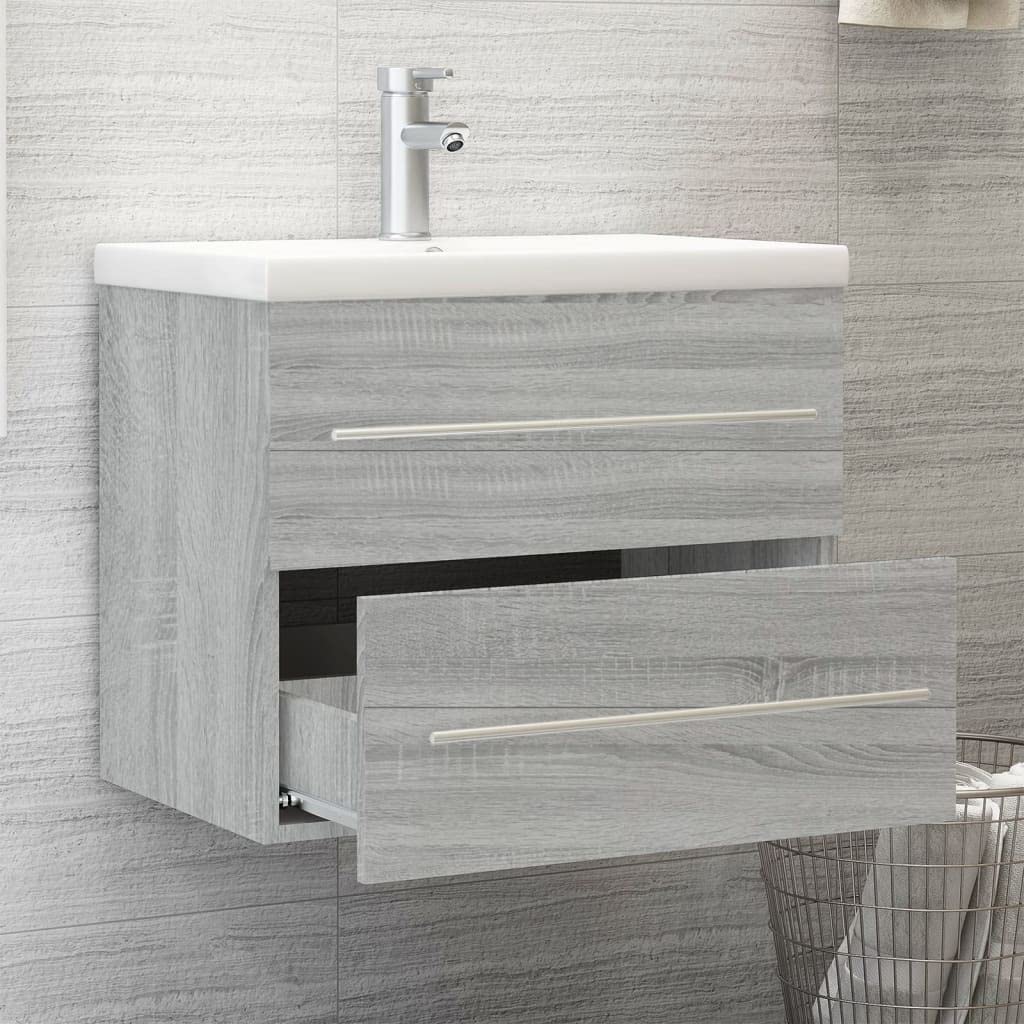 Mueble de baño con Lavabo Madera contrachapada Gris Sonoma,Tocadores,Tocadores de baño,27.08kg-3120180