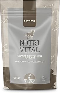 NutriVital Haut & Fellpflege Pulver für Hunde – 60 g – Unterstützung von Haut & Fell mit Biotin & Omega-3 – Geeignet für Hunde aller Altersstufen – Natürliche Inhaltsstoffe - Made in Germany