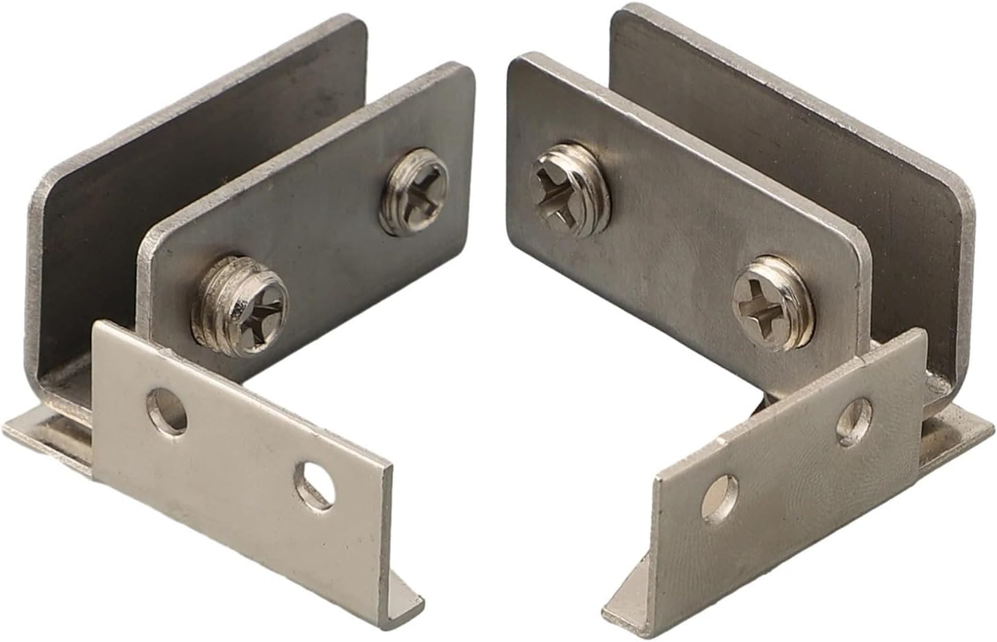 Glass Clip Glass Door Hinge Accessories Easy Installate Replacement Stainless Steel for Non-Perforated Glass Door(Silver)