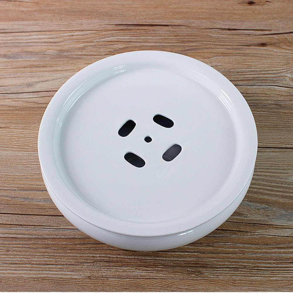 Vassoio da tè in ceramica a doppio strato, rotondo, 25,4 cm, bianco, ideale per tè, caffè e tavoli da portata