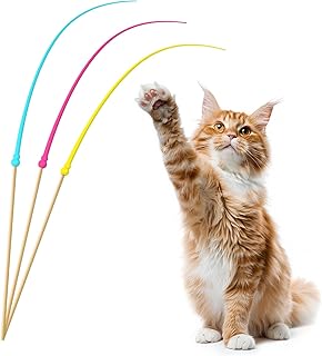 Koean Denko Cat Fishing Rod - Cat Toy Angel 3 Pieces - Cat Fishing Rod Stable Long No Feather Toy - Silicone Cat Fishing Rod with Mouse Tail product image