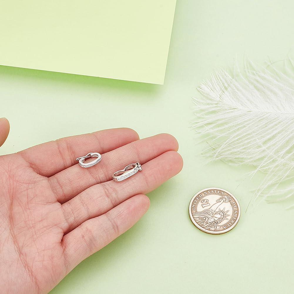 AHANDMAKER 2 Stile 925 Sterling Silber Halskette Enhancer Shortener Verschlüsse Zirkoniumdioxid Erdnussperlen Klickverschluss Perlenverkürzer Druckverschluss Zur Schmuckherstellung
