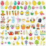 Happy Easter Stickers for Kids, 16 Sheets Cute Easter Egg Bunny Carrot Stickers for Scrapbooking DIY