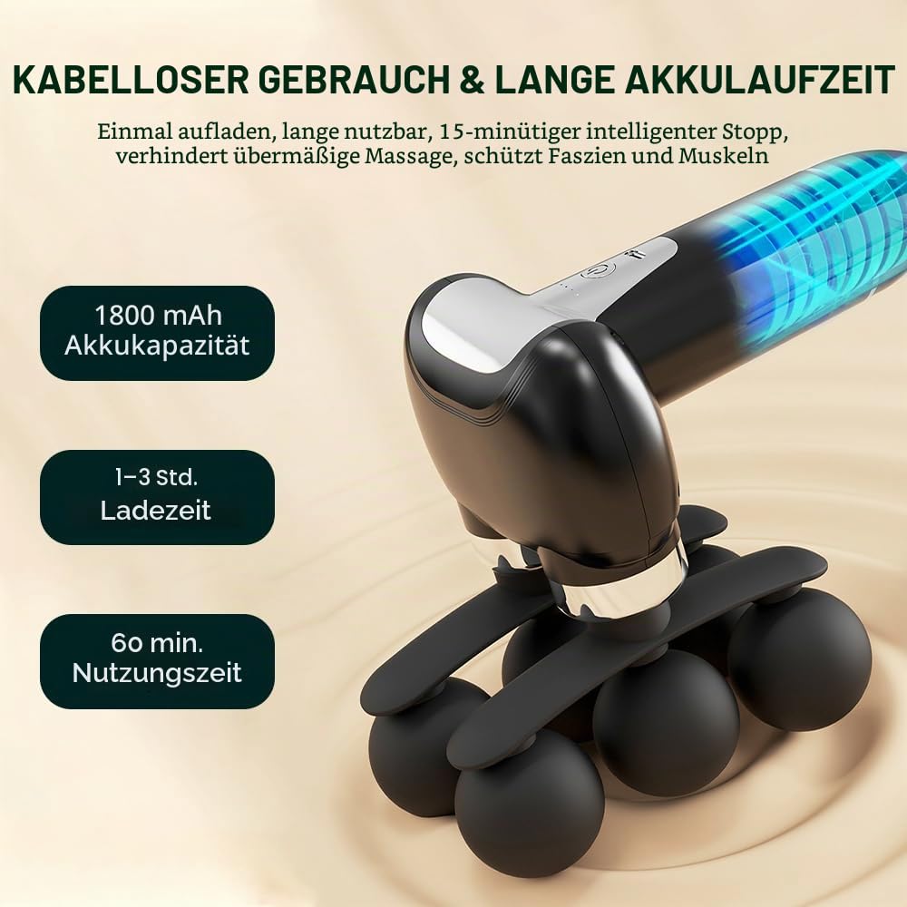 Mehrkopf-Massagegerät, abnehmbare Schlagmassagepistole,massage gun | verlängertem Griff, handgehaltenes RückenmassagegerätTiefengewebemassagegerät, 5 austauschbare Massageköpfe