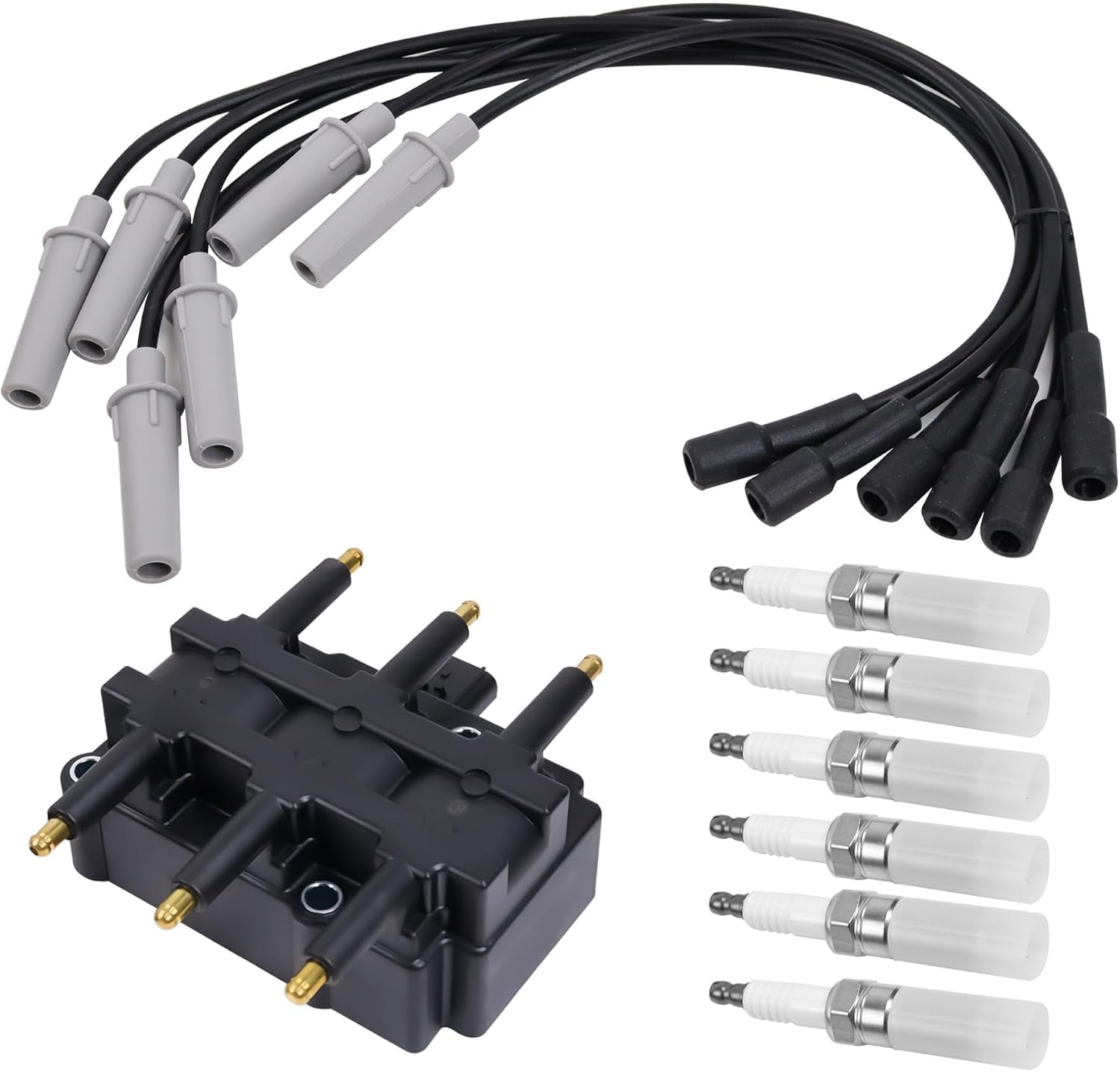 56032520AC 1PC UF305 Ignition Coil&6PCS 4306 Iridium Spark Plugs&6PCS Wire Set Fit for 2005-2008 Chrysler Pacifica Town for Country Voyager Caravan 3.8L 3.3L V6 56032520AB