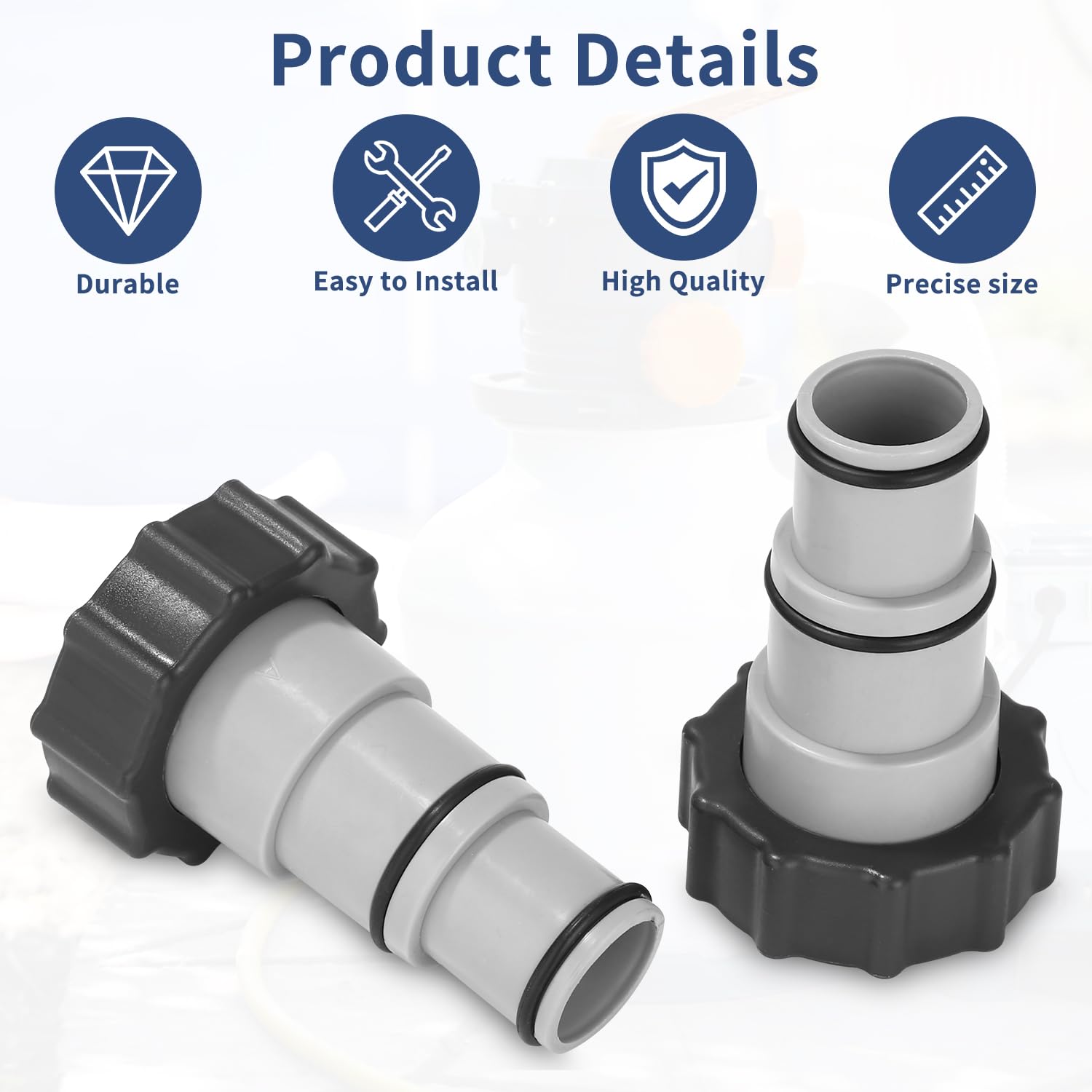 Adapter węża basenowego 4PCS, adapter do basenu Intex, zestaw adaptera węża basenowego, adapter węża do pompy, złącze do węża basenowego Ø 32 i 38 mm, adapter węża basenowego